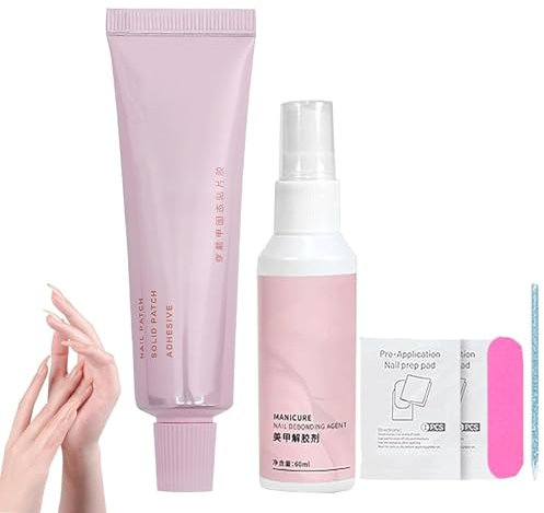 Lazyfun Ensemble de Colle à Ongles, Colle à Ongles Solide Patch Adhésif Fort, Colle à Ongles à Pinceau 30g pour Presser sur les Ongles, pour Faux Ongles Longue Durée Salon de Nail Art Usage (B)