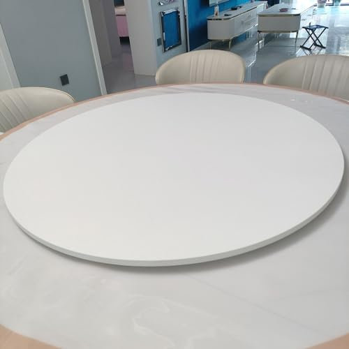 Weiß Esstisch Drehteller, Holz Drehplatte, 360 °Drehbare Platte Serviertablett, Abgerundete Kanten, Küche Tische Drehscheibe, Glattes Drehbares Plattenteller, 50 60 70 80 90 100cm(A,60cm/24in)
