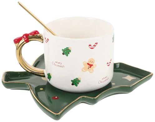 HOLIDYOYO Tazza Da Caffè Natalizia in Porcellana Con Tazza Da Tè Per Le Feste Con Manico Tazze Da Latte