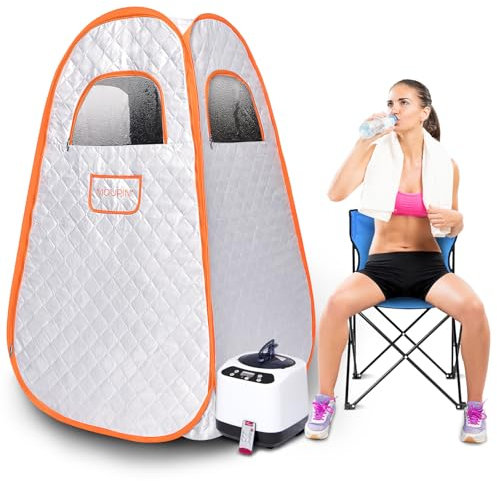 MQUPIN Portable Steam Sauna for Home,Foldable Full Body Sauna Tent Steam Room with 1000W 3L Steamer Generator,Folding Chair,Remote Control,Personal Home Sauna,Pop-Up Home Sauna Pod Box for Relaxation