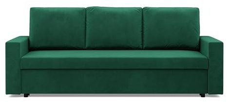 Mebligo - Sofa 3 Sitzer mit Schlaffunktion 220 x 92 x 92 cm NEO Kollektion, Sofa Klein Schlafsofa mit Bettkasten, Sofa Wohnzimmer, Sitz mit Bonellfedern, Dunkelgrün