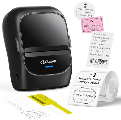 CLABEL 221B Label Maker Machine for Small Business, Portable 2-Inch Bluetooth Thermal Printer with Open-System, No Subscription, Labeler for Jewelry Clothing Retail & Catering, Phone & PC Support