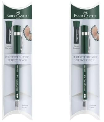Faber-Castell 119037 - Perfekter Bleistift Castell 9000, Härtegrad B, Schaftfarbe: grün (2er Pack)