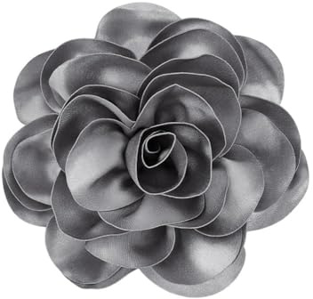 PH PandaHall 18cm Blume Brosche, Große Rose Blume Brosche Elegante Kamelienblüten Anstecknadel für Anzug Kleid Hochzeit Party Zeremonie Schmuck Geschenke Beste Freunde Tochter Mutter Liebhaber, Silber