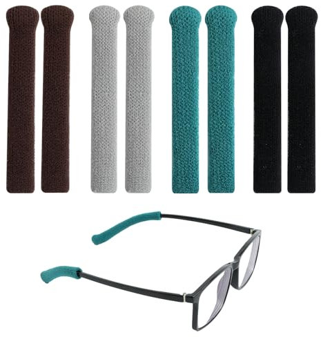 Embouts pour Branches de Lunettes, 4 Paires Protege Branche Lunette Coussinet Oreille Lunettes en Tricoter Couvre-bras de Lunettes Antidérapants Accessoires pour Lunettes
