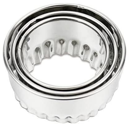 SECFOU 3stücke Teigtaschenhüllenhersteller Aus Edelstahl Zum Formen Von Teigtaschen Für Kekse Donuts Muffins Scone Sandwichbrot Mit Wellenrand Für Runde Formen Klein Und Leicht Einfach Zu