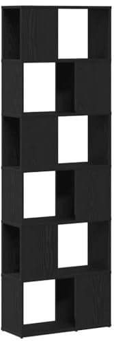 vidaXL Bücherregal/Raumteiler Schwarz Eichen-Optik 60x24x186 cm