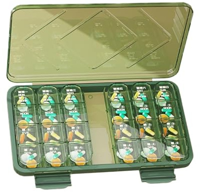 Tablet Storage Box, Medizin -Tablet -Spender, Reisepillenspender, Inhaber für Nahrungsergänzungsmittel, Tragbare Apothekenbox -Medizinbox für Heimbüros