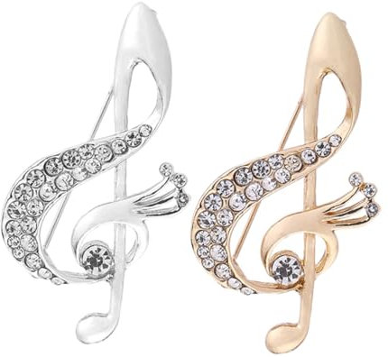 CLISPEED 2stücke Elegante Musiknote Brosche Mit Strass Für Damen Modische Anstecknadel Für Kleidung Anzug Schal Schmuck Accessoire Detaillierte Handwerkskunst