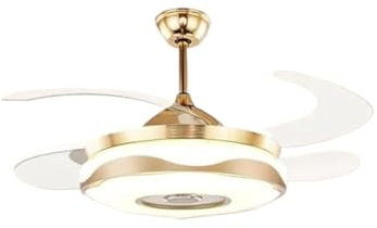 GAOJUNAN Moderno Creativo Ventilador de Techo Ventilador De Techo LED De 3 Colores, Luz Romántica con Control Remoto, Aspas Retráctiles, Luz para Comedor, Moderno Y Silencioso Comedor Luz(48 Inches)