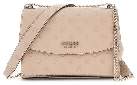 GUESS Phoebe Convertible Xbody Flap Bag Simply Taupe Logo