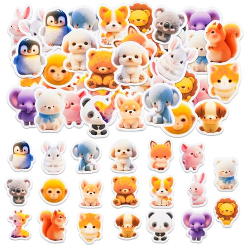 40 Stück Niedliche Tier Aufkleber, Cartoon Tier Aufkleber für Kinder Teenager Erwachsene Reisekoffer, Laptop, Planer, Kalender, Scrapbook, Koffer, Notebooks, Journal