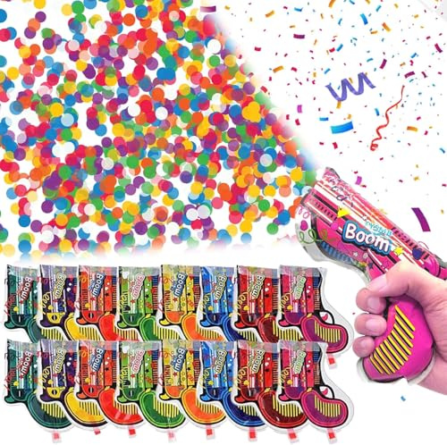 16pcs Canon Confettis Anniversaire Canon a Confettis Biodégradable Idéal pour Anniversaires Mariages Fêtes Remises de Diplômes Anniversaires de Mariage Noël Nouvel An Etc