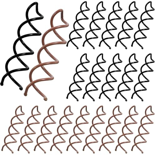 20 pieces Spiral Hair Pins for Women,French Hair Pin,Twist Hair Pins Corkscrew Hairs pins Spin pins Non-Scratch Round Clip Twist Screwhair pin for Women hair Style DIY (Black+Coffee)