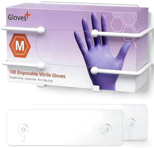Support mural pour boîte à gants, distributeur de gants jetables en latex et nitrile, rangement de mouchoirs et de lingettes, sans perçage, blanc