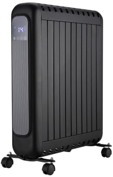 Rointe Style Radiador Digital Portátil, 1200-2400W, Negro, Panel Táctil LED, Termostato Digital, Convección Natural de Mica, Modo ECO, Función Antivuelco, Soporte Suelo, Uso Interior