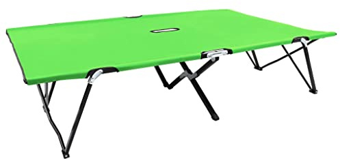 RMIHSJG Klappbare Doppelliege aus Stahl Grün 2-Personen Campingbett faltbar mit 240 kg Tragkraft wasserfestes 600D Polyester für erhöhten Komfort und optimale Luftzirkulation beim