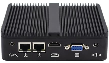 WEIDIAN Industrial Fanless Mini PC sin Ventilador J5005, 8GB RAM 256GB SSD, Win 11 Pro 2xCOM RS232, 2xGigabit LAN, 2xDisplays HD VGA PC Ordenador for Industrial Negocio Oficina Auto Power On
