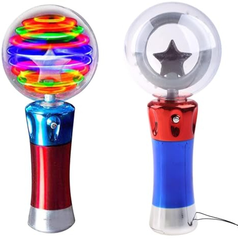 Oxxggkao Leuchtende Sterne, runde Kugelstäbe, leuchten, Sich drehender Zauberstab, Partyzubehör, leuchtendes LED Spielzeug, Show Bevorzugung, Up LED Spielzeug