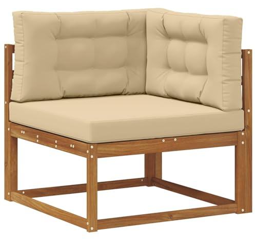 vidaXL Outdoor Ecksofa Massivholz Akazie Natur, Balkon, Moderne Gartenmöbel, Modulares Outdoor-Design, Langlebiges Sofa, Flexible Wohnkonfiguration
