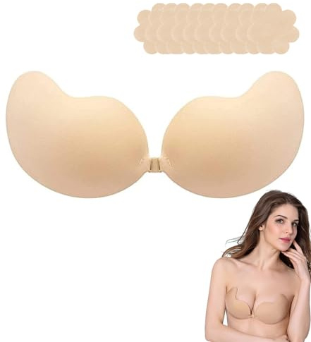 Soutien Gorge Adhesif, Soutiens-Gorge Dos Nu Invisible Push Up Bras sans Bretelles Auto-adhésifs, Réutilisable Respirant Push-up