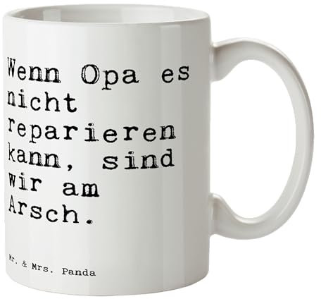 Mr. & Mrs. Panda Tasse Wenn Opa es nicht... - Geschenk, bester Opa, Kaffeebecher, Kaffeetassen, Weisheiten, Spruch Sprüche Weisheiten Zitate Lustig