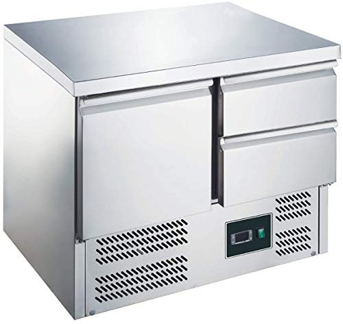 ZORRO - Kühltisch ZS 901 2D - 1 Tür - 2 Schubladen - Gastro Saladette mit Arbeitsfläche - R600A - Digitales Thermostat