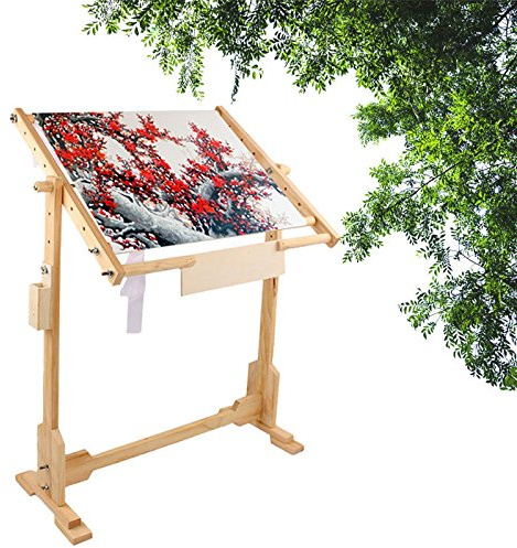 GOTOTOP Kreuzstich Ständer, Stickrahmen Eckig, Bodenrahmen zum Sticken, Quilten Kreuzstich Handarbeiten Seidenmalerei(50cm)