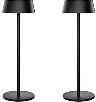 K-Bright Dimmbare LED Akku tischleuchte, wiederaufladbar, warme Lichtfarbe, 3000K, wasserdichte Schreibtischlampe für den Innen und Außenbereich, 1Meter USB-C, Schwarz(2 Stück)