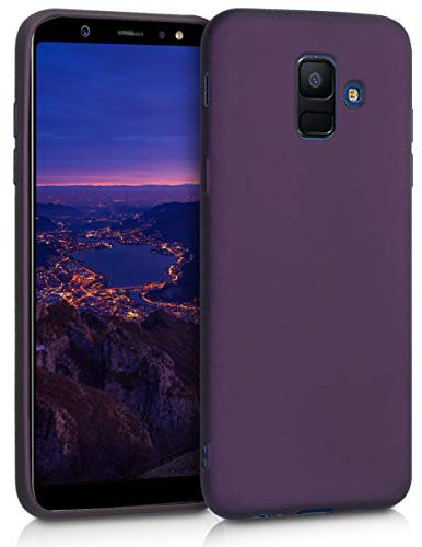 kwmobile Case kompatibel mit Samsung Galaxy A6 (2018) Hülle - Schutzhülle aus Silikon metallisch schimmernd - Handyhülle Metallic Brombeere