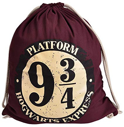 Elbenwald Harry Potter Sportbag Gleis 9 ¾ Hogwarts Express Symbol Frontprint mit Kordelzug 46 x 36 cm Baumwolle rot