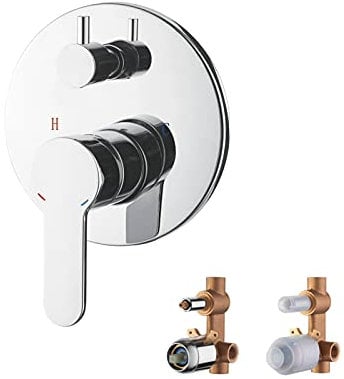 Ibergrif M21702A, Grifo de Ducha y Baño con Instalación Dos Válvulas, Cuerpo Empotrado universal, Cromo, Plata