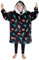 Minecraft Decke mit Ärmel Kinder, Kinder Hoodie Decke mit Creeper und Mob Design, Übergroße Kuscheldecke mit Ärmeln 7-14 Jahre, XXL Jungen (Schwarz)
