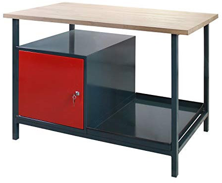 DEMA Werkbank EKO 1T 120x60 cm – Arbeitstisch mit 1 Tür und robuster Arbeitsplatte, pulverbeschichtet, ideal für Werkstatt und Garage