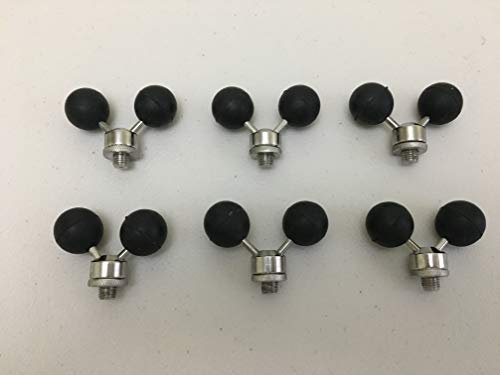 6 x Twin Rubber Ball Edelstahl Rod Butt Rests für Pods / Bank Sticks Ausgestattet mit verstellbarer Sicherungsmutter aus Edelstahl