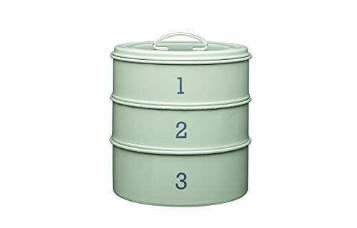 Auntie Morags Kitchencraft Nostalgia 3-Tier Metal Cake Storage Tin - Sage