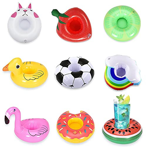 Portabibite Gonfiabile, 9 Pezzi Gonfiabili Piscina Portabicchieri Portabicchieri Gonfiabili Galleggianti Portabevande Gonfiabili per Piscina, per La Festa in Piscina sulla Spiaggia (9)