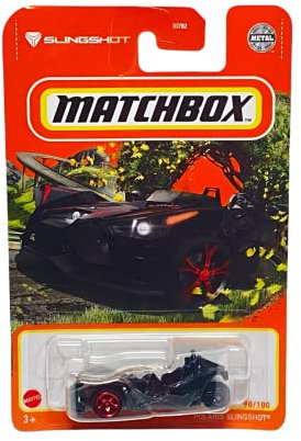 Matchbox Polaris Schleuder (Schwarz), Maßstab 1:64, Druckguss-Metall, Sammlerstück, Bewegliche Teile, Empfohlen für Kinder ab 3 Jahren (unisex), Schwarz/Grau
