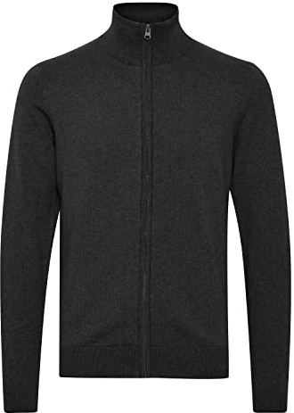 11 Project Melker Herren Strickjacke Cardigan Feinstrick mit hochabschließendem Kragen aus 100% Baumwolle, Größe:L, Farbe:Charcoal Mix (200278)