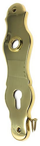 Weimar Langschild Messing poliert BB,PZ,WC Türgriff Türdrücker 92 mm Abstand 250x60 Lochabstand 217, höhe 7 mm massiv