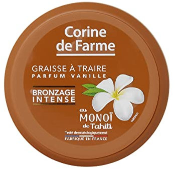 Corine de Farme - Graisse à Traire Bronzage Intense - Huile Bronzante - Bronzage Intensifié Sans Autobronzant - Monoï de Tahiti, Parfum Vanille - Pot 150 ml