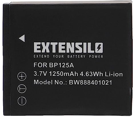 EXTENSILO batteria compatibile con Samsung HMX-QF20BN, HMX-QF30, HMX-QF20, HMX-QF20BP fotocamera digitale DSLR (1250mAh, 3,7V, Li-Ion)
