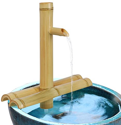 foci cozi,Bamboo Water Fountain Without Pump,Water Fountain Outdoor Indoor,Zen Garden Decor for Desk Patio Yard,12 Inch