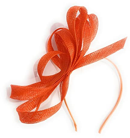 Caprilite Veganer Sinamay Fascinator Stirnband Hochzeit Hoop Damen Tag Ascot Rennen, Orange, 1 count (Pack of 1)