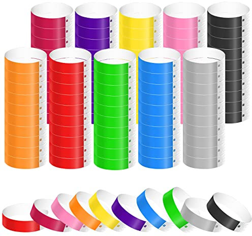KINBOM 1100 Stück Neon Festival Armbänder, Wasserdicht Bändchen Papier Event Armbänder Bunt Handgelenk Party Bänder Armbänder für Events Veranstaltungen Musikfestivals Ausstellungen(10 Farben)