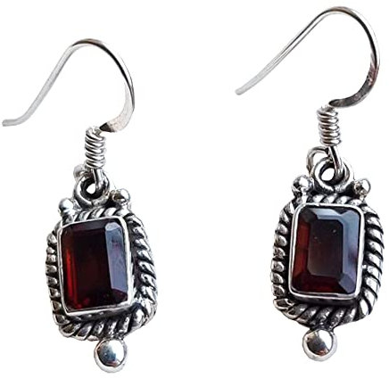 Damen Edelstein Ohrringe Granat 925 er Sterling Silber