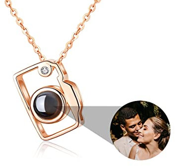 Personalisierte Projektionskette mit Foto Kette mit Bild Kamera Halskette 925 Sterling Silber Kamera Spielzeug Fotograf Geschenk Kamera Anhänger Charm Memorial Schmuck Geschenke für die Fotografie
