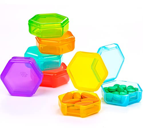 Pillendose Klein für Unterwegs, 7 Stück Tablettenbox Klein Tragbare Pillenbox Reise Rund Tabletten Organizer 7 Tage Mini Medikamentenbox für Vitamine, Fischöl und Tablets(Mehrfarbig)