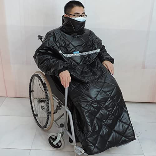 vikitim Rollstuhl Winddicht Schlupfsack, Fleecegefütterter Rollstuhldecke wasserdichte Rollstuhl Wärmesack Universelle Passform für Manuelle und Angetriebene Rollstühle für Erwachsene