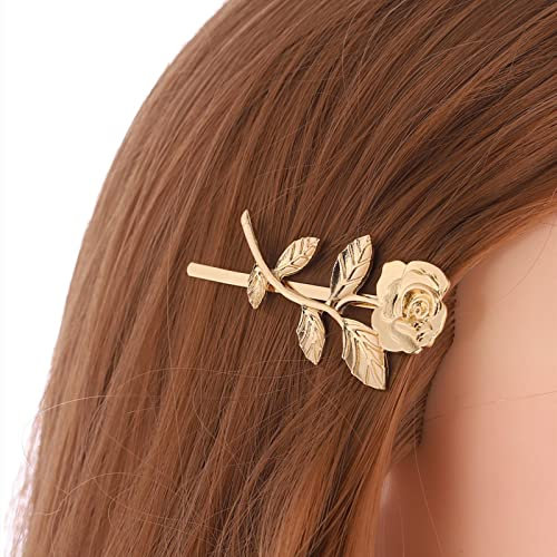 Yheakne Rosa Pinza De Pelo Vintage Oro Una Palabra Clip De Pelo Barrette Francés Rosa Retro Bobby Pins Accesorios Para El Cabello Decorativo Para Las Mujeres Y Las Niñas (rosa)